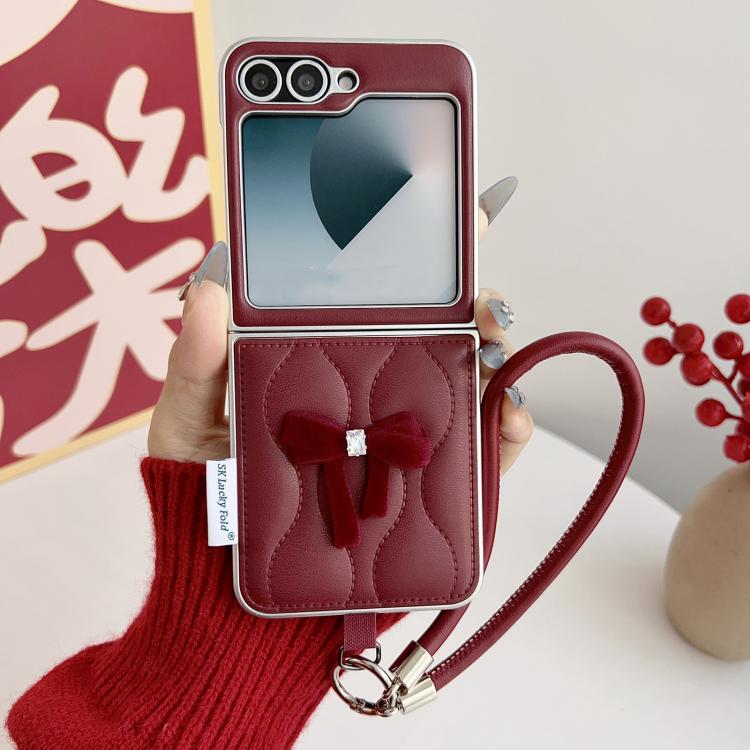 Custodia per telefono a forma di fiocco per giacca imbottita con cinturino da polso, For Samsung Galaxy Z Flip6/7 FE, For Samsung Galaxy Z Fold7 5G, For Samsung Galaxy Z Flip7 5G, For Samsung Galaxy Z Flip5