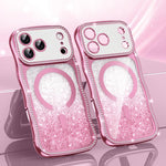 Custodia per telefono magnetica in TPU con glitter e cornice ondulata a forma di stella e diamante elettroplaccato., For iPhone 17 Pro Max, For iPhone 17 Pro, For iPhone 17, For iPhone 16 Pro Max