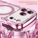 Custodia per telefono magnetica in TPU con glitter e cornice ondulata a forma di stella e diamante elettroplaccato., For iPhone 17 Pro Max, For iPhone 17 Pro, For iPhone 17, For iPhone 16 Pro Max