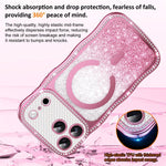Custodia per telefono magnetica in TPU con glitter e cornice ondulata a forma di stella e diamante elettroplaccato., For iPhone 17 Pro Max, For iPhone 17 Pro, For iPhone 17, For iPhone 16 Pro Max