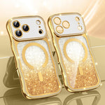 Custodia per telefono magnetica in TPU con glitter e cornice ondulata a forma di stella e diamante elettroplaccato., For iPhone 17 Pro Max, For iPhone 17 Pro, For iPhone 17, For iPhone 16 Pro Max