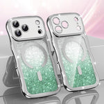Custodia per telefono magnetica in TPU con glitter e cornice ondulata a forma di stella e diamante elettroplaccato., For iPhone 17 Pro Max, For iPhone 17 Pro, For iPhone 17, For iPhone 16 Pro Max