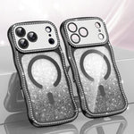 Custodia per telefono magnetica in TPU con glitter e cornice ondulata a forma di stella e diamante elettroplaccato., For iPhone 17 Pro Max, For iPhone 17 Pro, For iPhone 17, For iPhone 16 Pro Max