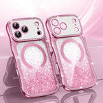Custodia per telefono magnetica in TPU con glitter e cornice ondulata a forma di stella e diamante elettroplaccato., For iPhone 17 Pro Max, For iPhone 17 Pro, For iPhone 17, For iPhone 16 Pro Max
