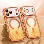 Custodia per telefono magnetica in TPU con glitter e cornice ondulata a forma di stella e diamante elettroplaccato., For iPhone 17 Pro Max, For iPhone 17 Pro, For iPhone 17, For iPhone 16 Pro Max