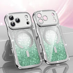 Custodia per telefono magnetica in TPU con glitter e cornice ondulata a forma di stella e diamante elettroplaccato., For iPhone 17 Pro Max, For iPhone 17 Pro, For iPhone 17, For iPhone 16 Pro Max