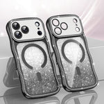Custodia per telefono magnetica in TPU con glitter e cornice ondulata a forma di stella e diamante elettroplaccato., For iPhone 17 Pro Max, For iPhone 17 Pro, For iPhone 17, For iPhone 16 Pro Max