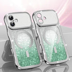 Custodia per telefono magnetica in TPU con glitter e cornice ondulata a forma di stella e diamante elettroplaccato., For iPhone 17 Pro Max, For iPhone 17 Pro, For iPhone 17, For iPhone 16 Pro Max
