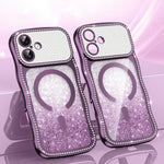 Custodia per telefono magnetica in TPU con glitter e cornice ondulata a forma di stella e diamante elettroplaccato., For iPhone 17 Pro Max, For iPhone 17 Pro, For iPhone 17, For iPhone 16 Pro Max