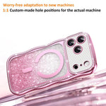Custodia per telefono magnetica in TPU con glitter e cornice ondulata a forma di stella e diamante elettroplaccato., For iPhone 16 Pro, For iPhone 16