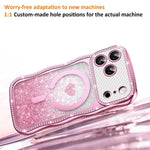 Custodia per telefono magnetica con cornice ondulata a forma di stella, diamante, galvanizzato, TPU, glitter e cuore., For iPhone 16 Pro, For iPhone 16