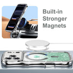 Custodia per telefono magnetica con cornice ondulata a forma di stella, diamante, galvanizzato, TPU, glitter e cuore., For iPhone 16 Pro, For iPhone 16