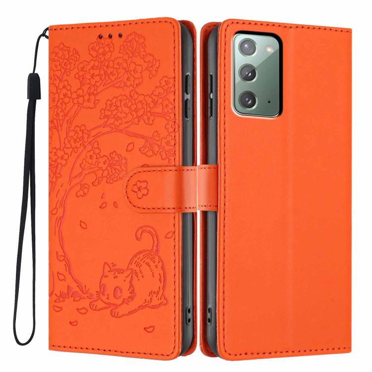 Custodia per telefono in ecopelle con stampa a rilievo di gatto sugli alberi, For Samsung Galaxy Note20, For Samsung Galaxy Note20 Ultra, For Samsung Galaxy S20 Ultra
