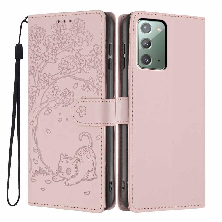 Custodia per telefono in ecopelle con stampa a rilievo di gatto sugli alberi, For Samsung Galaxy Note20, For Samsung Galaxy Note20 Ultra, For Samsung Galaxy S20 Ultra