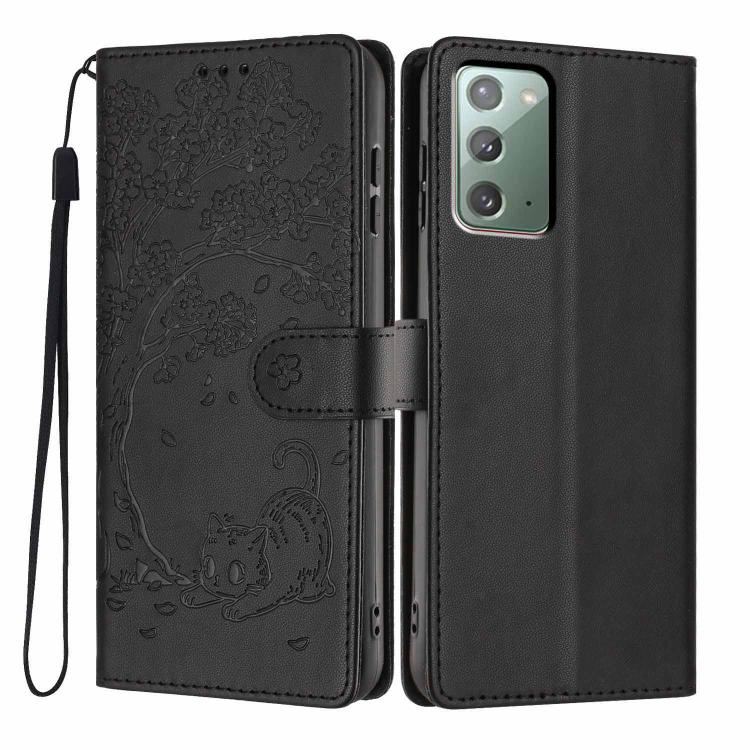 Custodia per telefono in ecopelle con stampa a rilievo di gatto sugli alberi, For Samsung Galaxy Note20, For Samsung Galaxy Note20 Ultra, For Samsung Galaxy S20 Ultra