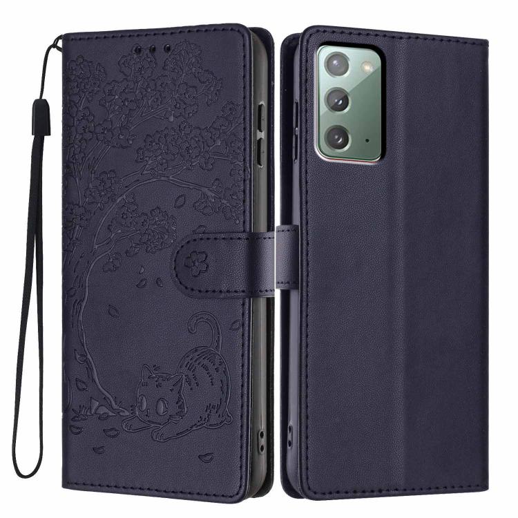 Custodia per telefono in ecopelle con stampa a rilievo di gatto sugli alberi, For Samsung Galaxy Note20, For Samsung Galaxy Note20 Ultra, For Samsung Galaxy S20 Ultra