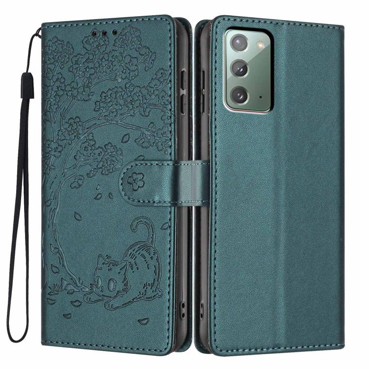 Custodia per telefono in ecopelle con stampa a rilievo di gatto sugli alberi, For Samsung Galaxy Note20, For Samsung Galaxy Note20 Ultra, For Samsung Galaxy S20 Ultra