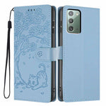 Custodia per telefono in ecopelle con stampa a rilievo di gatto sugli alberi, For Samsung Galaxy Note20, For Samsung Galaxy Note20 Ultra, For Samsung Galaxy S20 Ultra
