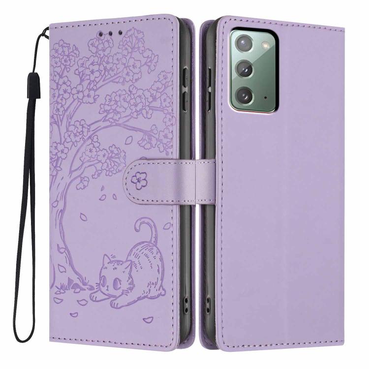 Custodia per telefono in ecopelle con stampa a rilievo di gatto sugli alberi, For Samsung Galaxy Note20, For Samsung Galaxy Note20 Ultra, For Samsung Galaxy S20 Ultra