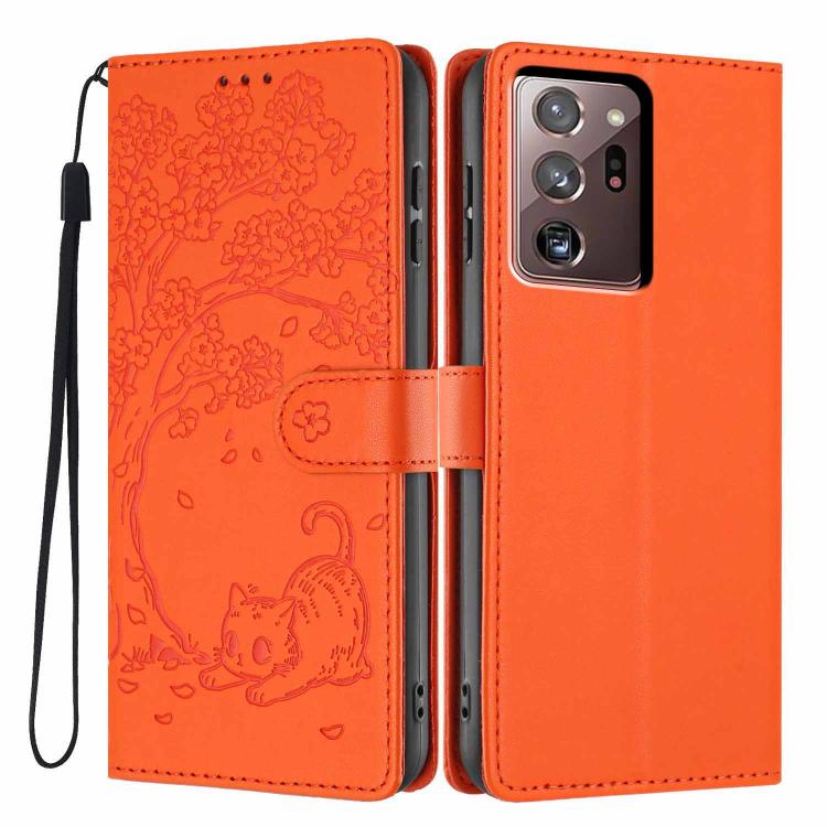 Custodia per telefono in ecopelle con stampa a rilievo di gatto sugli alberi, For Samsung Galaxy Note20, For Samsung Galaxy Note20 Ultra, For Samsung Galaxy S20 Ultra