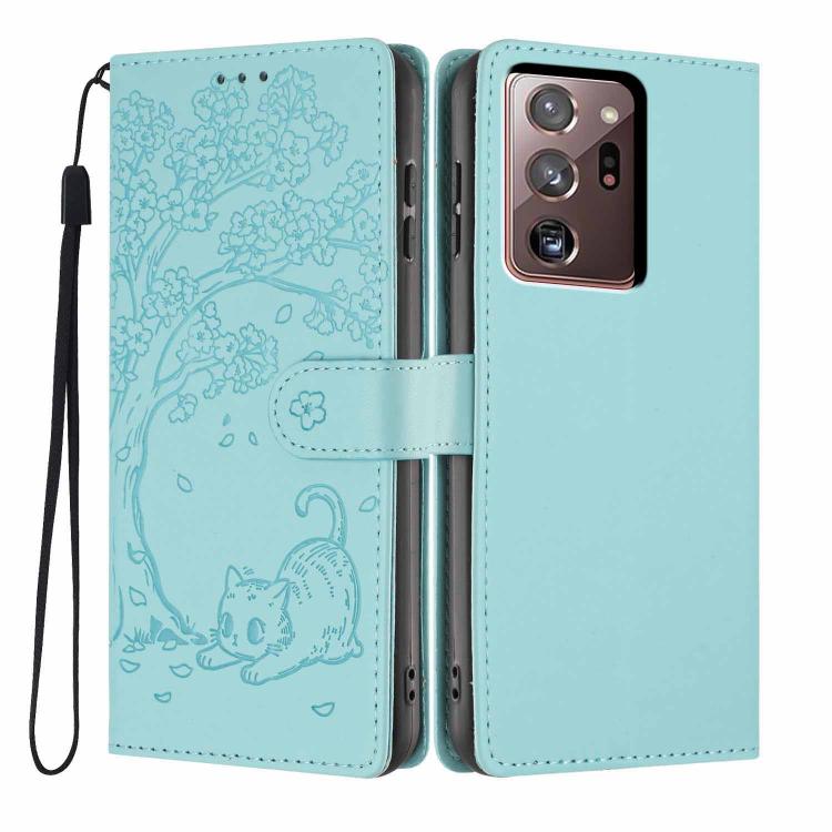 Custodia per telefono in ecopelle con stampa a rilievo di gatto sugli alberi, For Samsung Galaxy Note20, For Samsung Galaxy Note20 Ultra, For Samsung Galaxy S20 Ultra