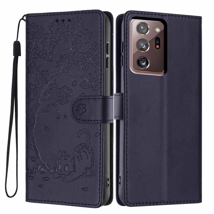 Custodia per telefono in ecopelle con stampa a rilievo di gatto sugli alberi, For Samsung Galaxy Note20, For Samsung Galaxy Note20 Ultra, For Samsung Galaxy S20 Ultra