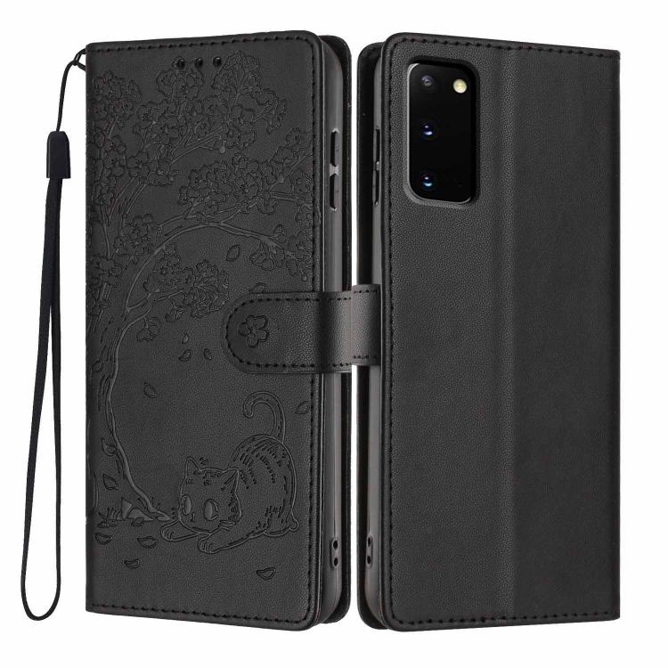 Custodia per telefono in ecopelle con stampa a rilievo di gatto sugli alberi, For Samsung Galaxy S20, For Samsung Galaxy S20+