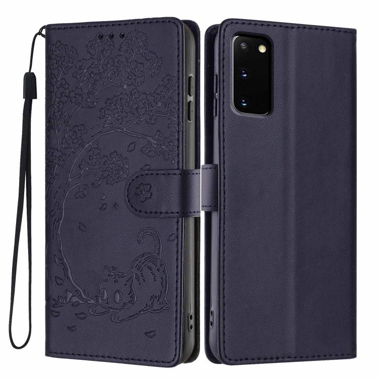Custodia per telefono in ecopelle con stampa a rilievo di gatto sugli alberi, For Samsung Galaxy S20, For Samsung Galaxy S20+