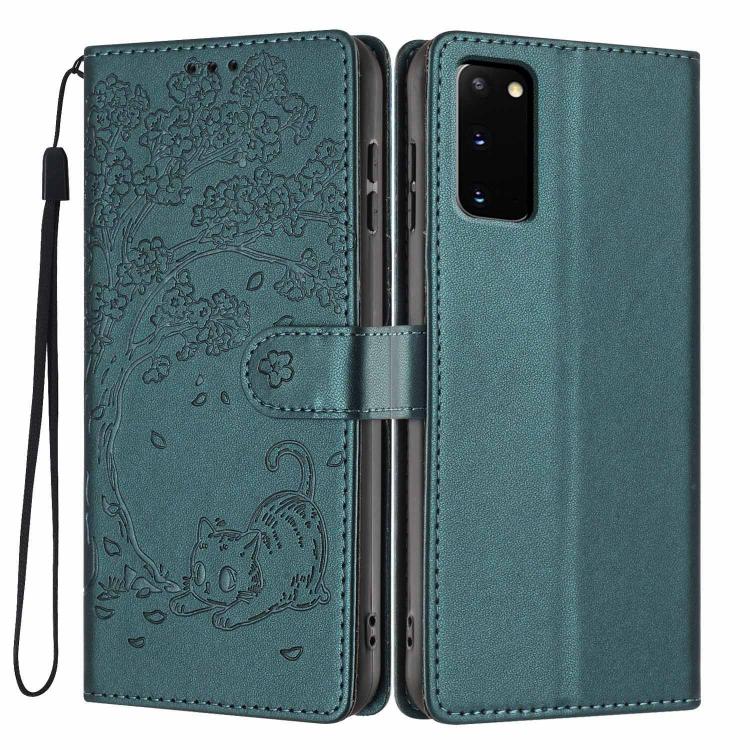 Custodia per telefono in ecopelle con stampa a rilievo di gatto sugli alberi, For Samsung Galaxy S20, For Samsung Galaxy S20+