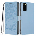 Custodia per telefono in ecopelle con stampa a rilievo di gatto sugli alberi, For Samsung Galaxy S20, For Samsung Galaxy S20+