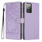 Custodia per telefono in ecopelle con stampa a rilievo di gatto sugli alberi, For Samsung Galaxy S23 5G, For Samsung Galaxy S20 FE, For Samsung Galaxy S22 Ultra 5G