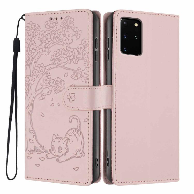 Custodia per telefono in ecopelle con stampa a rilievo di gatto sugli alberi, For Samsung Galaxy S20, For Samsung Galaxy S20+