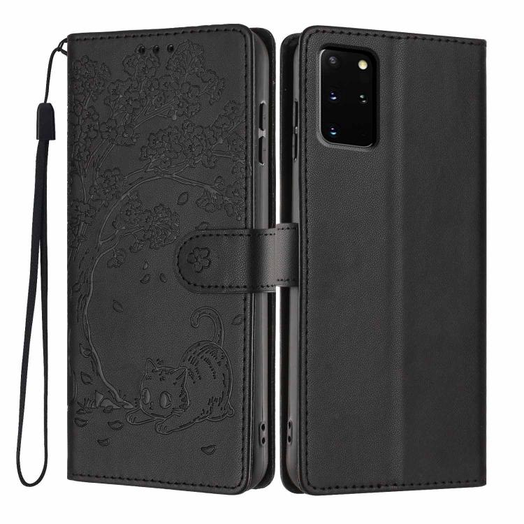 Custodia per telefono in ecopelle con stampa a rilievo di gatto sugli alberi, For Samsung Galaxy S20, For Samsung Galaxy S20+