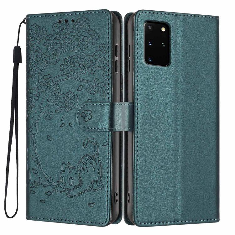 Custodia per telefono in ecopelle con stampa a rilievo di gatto sugli alberi, For Samsung Galaxy S20, For Samsung Galaxy S20+