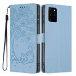 Custodia per telefono in ecopelle con stampa a rilievo di gatto sugli alberi, For Samsung Galaxy S20, For Samsung Galaxy S20+