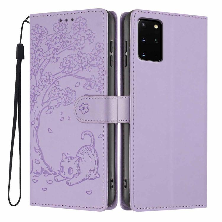 Custodia per telefono in ecopelle con stampa a rilievo di gatto sugli alberi, For Samsung Galaxy S20, For Samsung Galaxy S20+