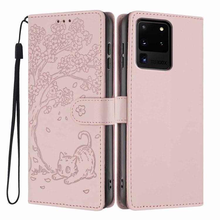 Custodia per telefono in ecopelle con stampa a rilievo di gatto sugli alberi, For Samsung Galaxy Note20, For Samsung Galaxy Note20 Ultra, For Samsung Galaxy S20 Ultra