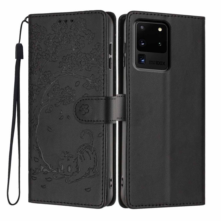 Custodia per telefono in ecopelle con stampa a rilievo di gatto sugli alberi, For Samsung Galaxy Note20, For Samsung Galaxy Note20 Ultra, For Samsung Galaxy S20 Ultra