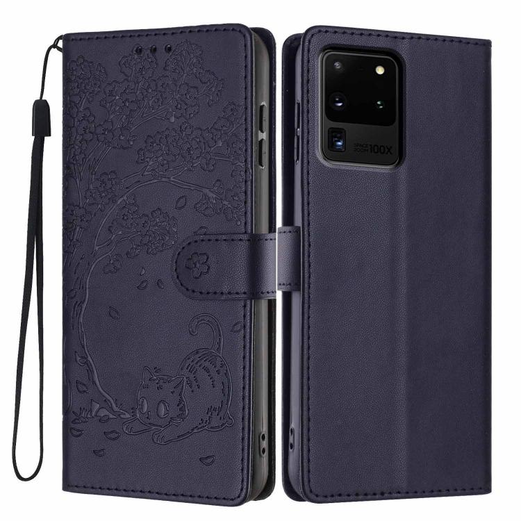 Custodia per telefono in ecopelle con stampa a rilievo di gatto sugli alberi, For Samsung Galaxy Note20, For Samsung Galaxy Note20 Ultra, For Samsung Galaxy S20 Ultra