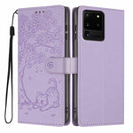 Custodia per telefono in ecopelle con stampa a rilievo di gatto sugli alberi, For Samsung Galaxy Note20, For Samsung Galaxy Note20 Ultra, For Samsung Galaxy S20 Ultra