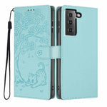 Custodia per telefono in ecopelle con stampa a rilievo di gatto sugli alberi, For Samsung Galaxy S22+ 5G, For Samsung Galaxy S22 5G, For Samsung Galaxy S21 FE 5G