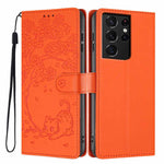 Custodia per telefono in ecopelle con stampa a rilievo di gatto sugli alberi, For Samsung Galaxy S21 5G, For Samsung Galaxy S21+ 5G, For Samsung Galaxy S21 Ultra 5G