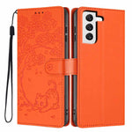 Custodia per telefono in ecopelle con stampa a rilievo di gatto sugli alberi, For Samsung Galaxy S22+ 5G, For Samsung Galaxy S22 5G, For Samsung Galaxy S21 FE 5G