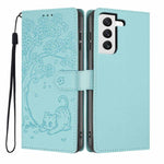 Custodia per telefono in ecopelle con stampa a rilievo di gatto sugli alberi, For Samsung Galaxy S22+ 5G, For Samsung Galaxy S22 5G, For Samsung Galaxy S21 FE 5G