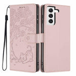 Custodia per telefono in ecopelle con stampa a rilievo di gatto sugli alberi, For Samsung Galaxy S22+ 5G, For Samsung Galaxy S22 5G, For Samsung Galaxy S21 FE 5G
