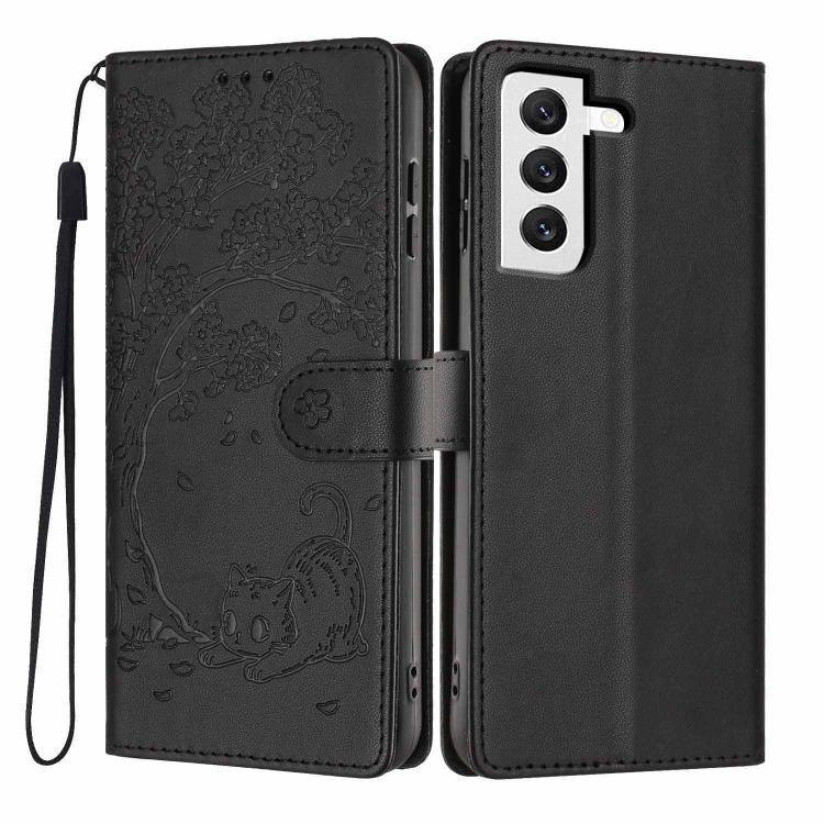 Custodia per telefono in ecopelle con stampa a rilievo di gatto sugli alberi, For Samsung Galaxy S22+ 5G, For Samsung Galaxy S22 5G, For Samsung Galaxy S21 FE 5G
