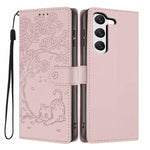 Custodia per telefono in ecopelle con stampa a rilievo di gatto sugli alberi, For Samsung Galaxy S23 5G, For Samsung Galaxy S20 FE, For Samsung Galaxy S22 Ultra 5G