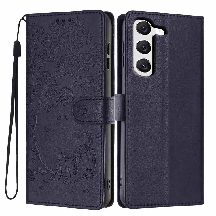 Custodia per telefono in ecopelle con stampa a rilievo di gatto sugli alberi, For Samsung Galaxy S23 5G, For Samsung Galaxy S20 FE, For Samsung Galaxy S22 Ultra 5G