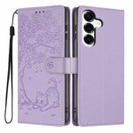 Custodia per telefono in ecopelle con stampa a rilievo di gatto sugli alberi, For Samsung Galaxy S23 FE 5G, For Samsung Galaxy S23 Ultra 5G, For Samsung Galaxy S23+ 5G
