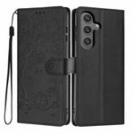 Custodia per telefono in ecopelle con stampa a rilievo di gatto sugli alberi, For Samsung Galaxy S24 Ultra 5G, For Samsung Galaxy S24+ 5G, For Samsung Galaxy S24 5G